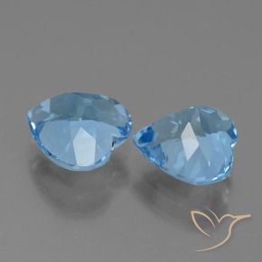 Gemme di Topazio Blu svizzero naturale da 6.13 ct, Cuore, VVS