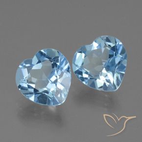 Gemme di Topazio Celeste naturale da 5.44 ct, Cuore, VVS