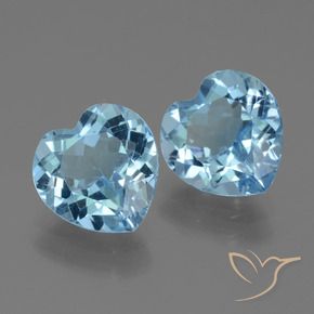 Gemme di Topazio Celeste naturale da 6.08 ct, Cuore, VVS