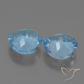 Gemme di Topazio Celeste naturale da 6.08 ct, Cuore, VVS