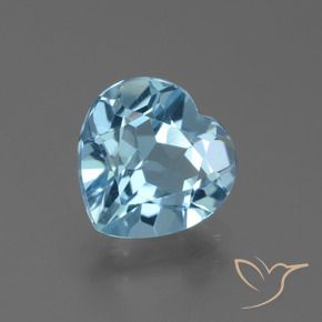 Topazio Celeste naturale da 2.88 ct, Cuore, VVS