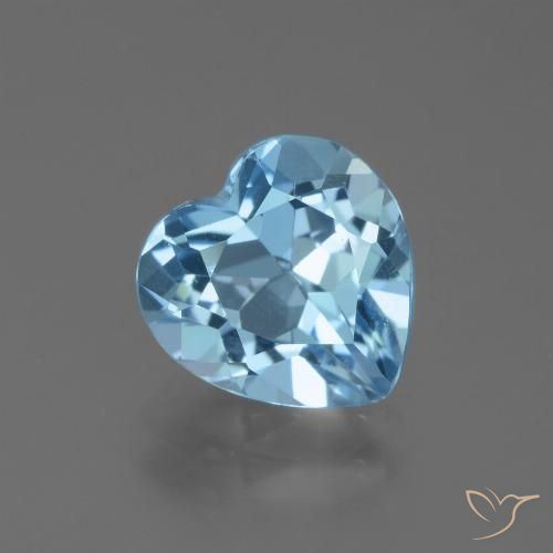 Topazio Celeste naturale da 2.86 ct, Cuore, VVS