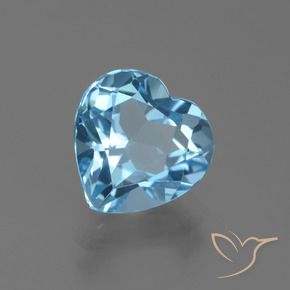 Topazio Celeste naturale da 3.07 ct, Cuore, VVS