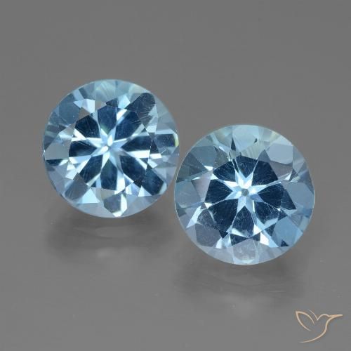 6.41ctw Naturale Blu svizzero Topazio, Rotondo, VVS-VS
