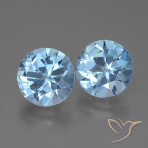 Gemme di Topazio Blu svizzero naturale da 6.41 ct, Rotondo, VVS-VS