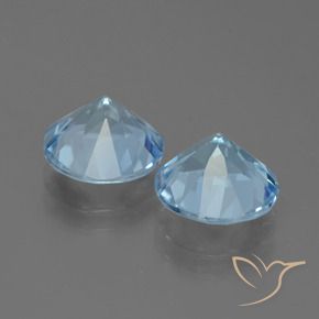 Gemme di Topazio Blu svizzero naturale da 6.41 ct, Rotondo, VVS-VS