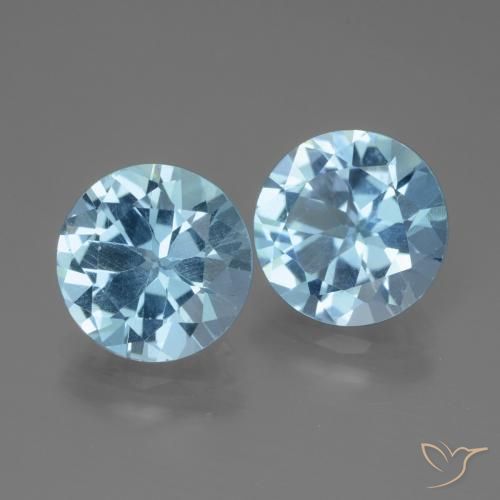 Gemme di Topazio Blu svizzero naturale da 6.14 ct, Rotondo, VS