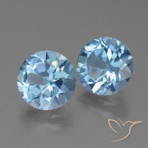 Gemme di Topazio Blu svizzero naturale da 6.33 ct, Rotondo, VS