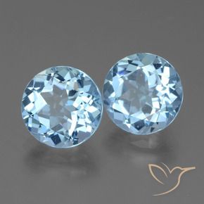 Gemme di Topazio Celeste naturale da 6.72 ct, Rotondo, VVS-VS