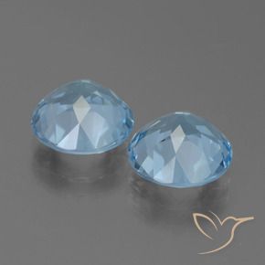 Gemme di Topazio Celeste naturale da 6.72 ct, Rotondo, VVS-VS