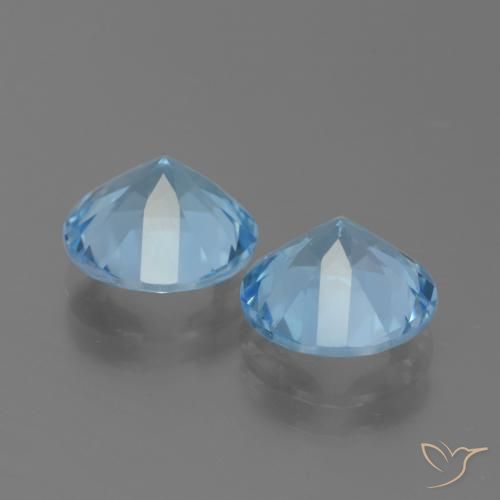 Gemme di Topazio Blu svizzero naturale da 6.35 ct, Rotondo, VVS-VS