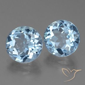 Gemme di Topazio Celeste naturale da 6.74 ct, Rotondo, VVS-VS