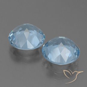 Gemme di Topazio Celeste naturale da 6.74 ct, Rotondo, VVS-VS