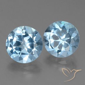 Gemme di Topazio Celeste naturale da 6.47 ct, Rotondo, VVS-VS