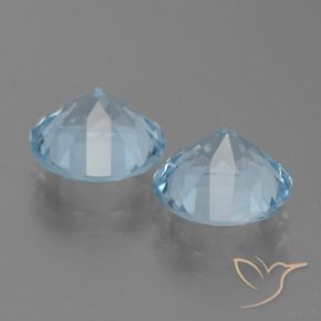 Gemme di Topazio Celeste naturale da 6.47 ct, Rotondo, VVS-VS