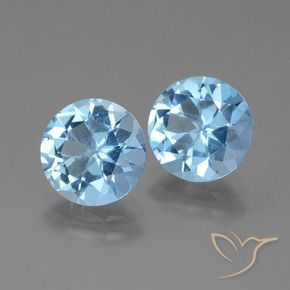 Gemme di Topazio Blu svizzero naturale da 6.20 ct, Rotondo, VS