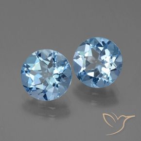 Gemme di Topazio Blu svizzero naturale da 5.82 ct, Rotondo, VVS-VS