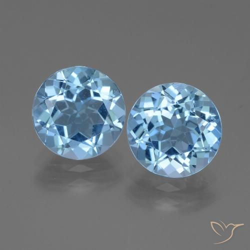 Gemme di Topazio Blu svizzero naturale da 6.34 ct, Taglio rotondo, VVS-VS