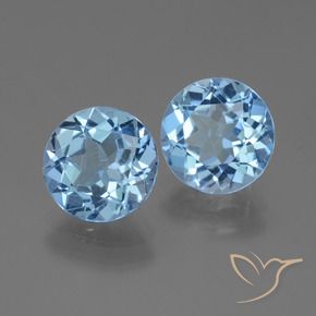 Gemme di Topazio Blu svizzero naturale da 6.34 ct, Taglio rotondo, VVS-VS