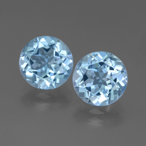Topazio naturale blu da 6,28 ct, taglio rotondo, VVS-VS