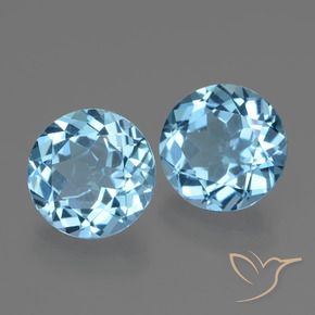 Gemme di Topazio Blu svizzero naturale da 6.07 ct, Rotondo, VS