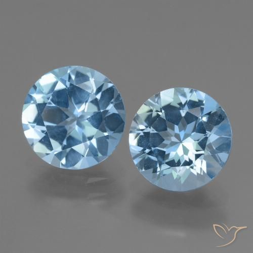 Gemme di Topazio Blu svizzero naturale da 5.92 ct, Taglio rotondo, VVS