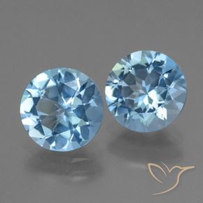 Gemme di Topazio Blu svizzero naturale da 5.92 ct, Taglio rotondo, VVS