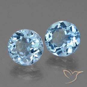 Gemme di Topazio Celeste naturale da 6.40 ct, Rotondo, VS