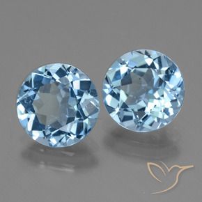 Gemme di Topazio Blu svizzero naturale da 5.97 ct, Rotondo, VS