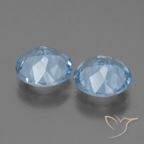 Gemme di Topazio Celeste naturale da 5.69 ct, Rotondo, VVS
