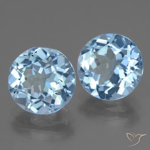 Gemme di Topazio Blu svizzero naturale da 6.51 ct, Rotondo, VVS