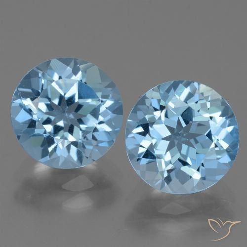 Gemme di Topazio Blu svizzero naturale da 6.62 ct, Taglio rotondo, VS