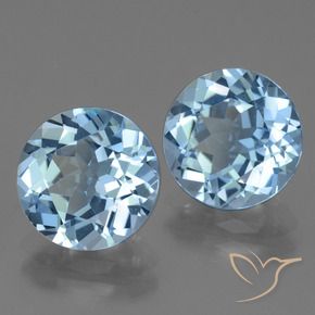 Gemme di Topazio Celeste naturale da 6.35 ct, Rotondo, VVS-VS