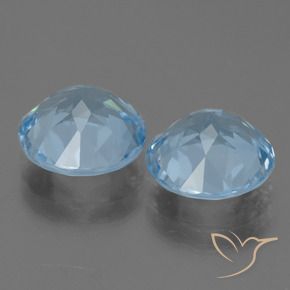 Gemme di Topazio Celeste naturale da 6.35 ct, Rotondo, VVS-VS
