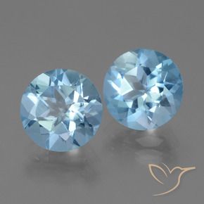 Gemme di Topazio Celeste naturale da 6.19 ct, Rotondo, VVS-VS