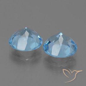 Gemme di Topazio Celeste naturale da 6.19 ct, Rotondo, VVS-VS