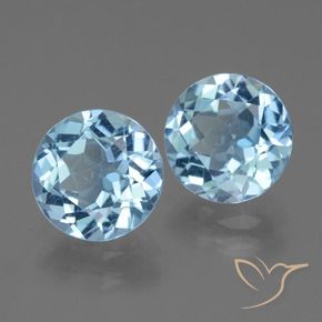 Gemme di Topazio Celeste naturale da 6.37 ct, Rotondo, VVS-VS