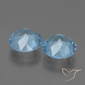 Gemme di Topazio Celeste naturale da 6.37 ct, Rotondo, VVS-VS