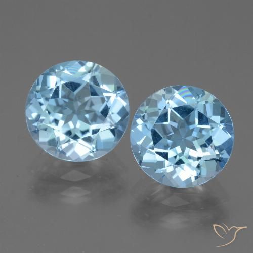 Topazio naturale blu da 6,42 ct, taglio rotondo, VVS