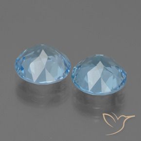 Topazio naturale blu da 6,42 ct, taglio rotondo, VVS