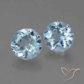 Gemme di Topazio Celeste naturale da 5.70 ct, Rotondo, VVS-VS