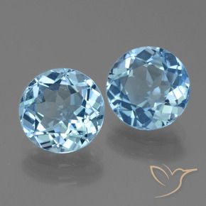 Gemme di Topazio Celeste naturale da 6.30 ct, Rotondo, VVS