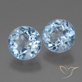 Gemme di Topazio Blu svizzero naturale da 6.64 ct, Rotondo, VVS-VS