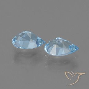 Gemme di Topazio Celeste naturale da 1.61 ct, Forma a pera, VVS-VS