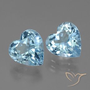 Gemme di Topazio Celeste naturale da 6.32 ct, Cuore, VVS