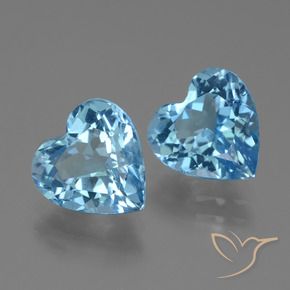 Gemme di Topazio Blu svizzero naturale da 6.23 ct, Cuore, VS