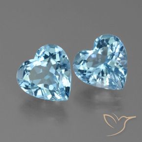 Gemme di Topazio Blu svizzero naturale da 6.10 ct, Cuore, VVS-VS