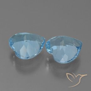 Gemme di Topazio Blu svizzero naturale da 6.10 ct, Cuore, VVS-VS