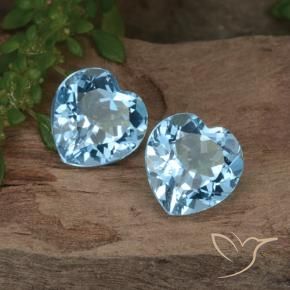 Gemme di Topazio Celeste naturale da 6.45 ct, Cuore, VS