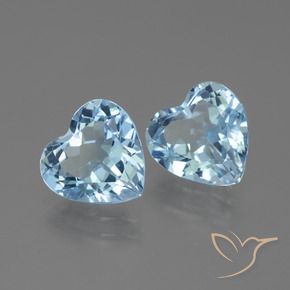 Gemme di Topazio Celeste naturale da 5.44 ct, Cuore, VVS